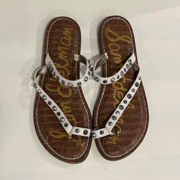 SAM EDELMAN Gordie White Leather Studded Strappy Sandal Size 7 (EU 37) - Picture 1 of 5